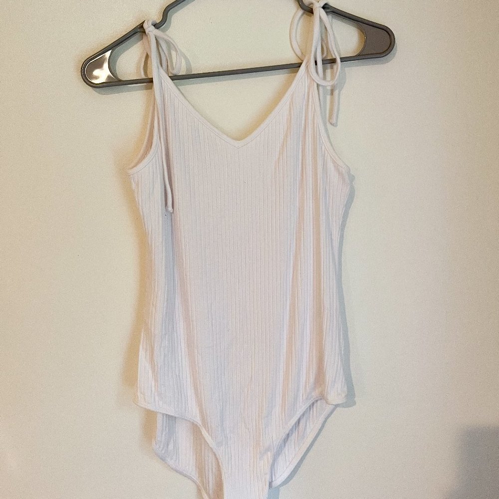 NWT White Ribbed Bodysuit BLDWN Large
